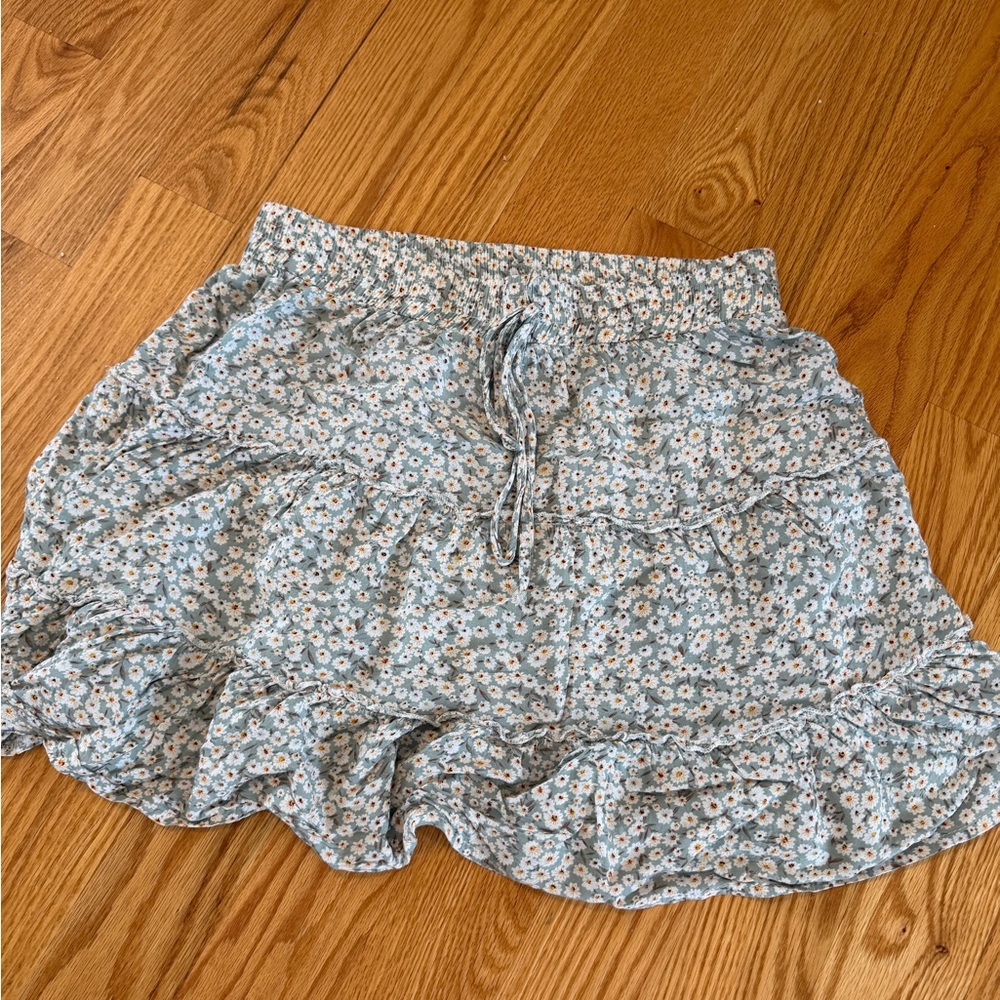 Floral Ruffle Mini Skirt